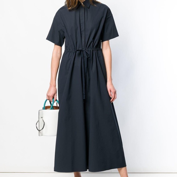 Theory Workwear Jumpsuit Cotton Wide-Leg Navy Blue